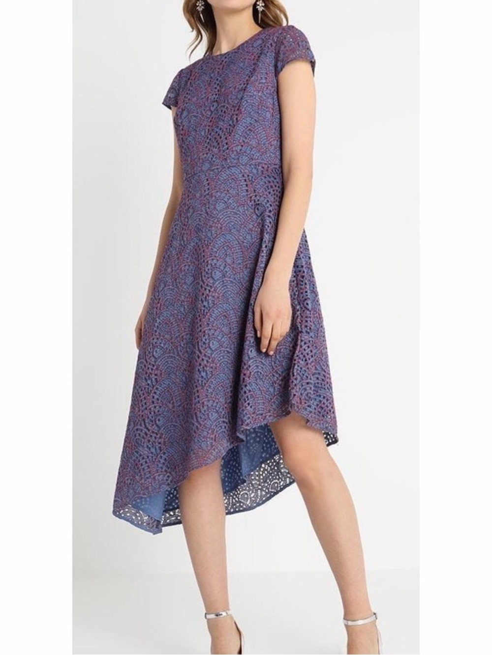 Banana Republic Lace Asymmetric Cap Sleeve Dress Purple